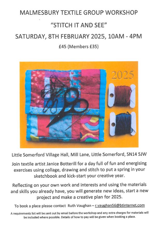 Malmesbury Textile Group Workshop 'Stitch It & See' with Janice Botterill